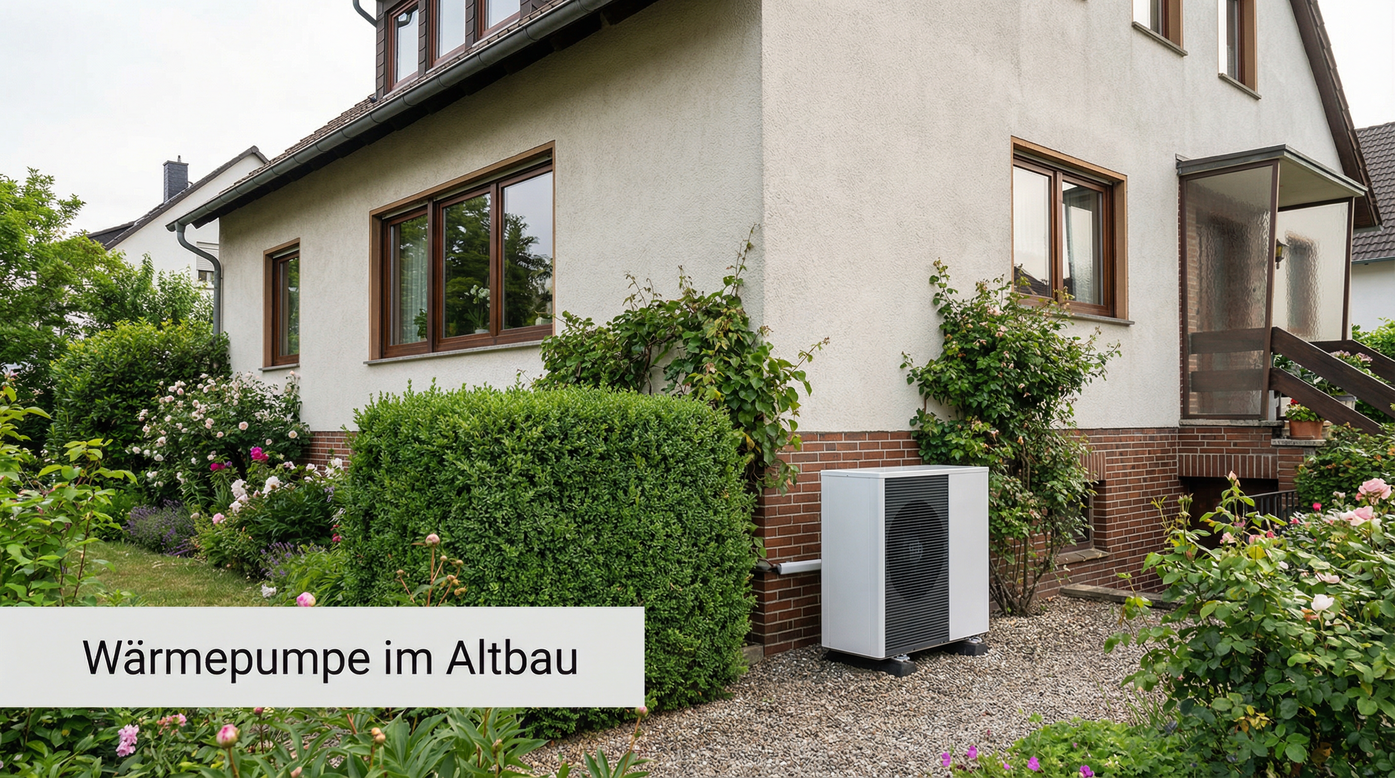 Wärmepumpe am Altbau – Luft-Wasser-Wärmepumpe am älteren Wohnhaus